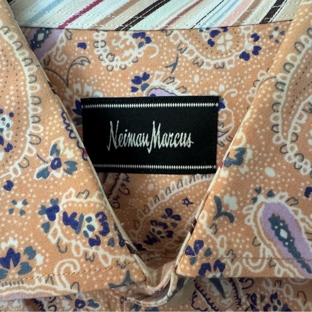 Neiman Marcus 100% Cotton Paisley Button Down Shirt - Size XL $30 - Picture 3 of 7